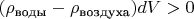 $(\rho_\text{воды}-\rho_\text{воздуха})dV>0$
