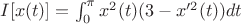 $I[x(t)]=\int_0^\pi x^2(t) (3-x'^2(t)) dt$