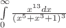 $\int\limits_0^\infty\frac{x^{13}dx}{(x^5+x^3+1)^3}$