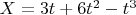 $X=3t+6t^2-t^3$