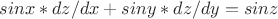 $sinx*dz/dx+siny*dz/dy=sinz$