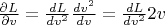 $  \frac{\partial L}{\partial v} =  \frac{d L}{d v^2} \frac{d v^2}{d v} = \frac{d L}{d v^2}2v $