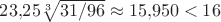 $23{,}25\sqrt[3]{31/96}\approx15{,}950<16$