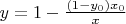 $y = 1 - \frac{(1-y_0)x_0}{x}$
