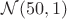 $\mathcal{N}(50,1)$