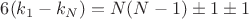 $6(k_{1}-k_{N})=N(N-1)\pm 1\pm 1$