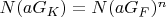 $N(a G_K)=N(a G_F)^n$