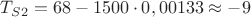 $T_{S 2} = 68-1500\cdot 0,00133 \approx -9&deg;$
