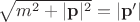$\sqrt{m^2+|\mathbf{p}|^2} = |\mathbf{p}'|$