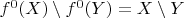 $f^0(X) \setminus f^0(Y) = X\setminus Y$
