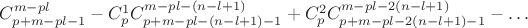 $C_{p+m-pl-1}^{m-pl}-C_{p}^{1}C_{p+m-pl-(n-l+1)-1}^{m-pl-(n-l+1)}+C_{p}^{2}C_{p+m-pl-2(n-l+1)-1}^{m-pl-2(n-l+1)}-\dots$