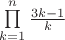$\prod\limits^n_{k=1}\frac{3k-1}k$
