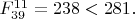 $F^{11}_{39}=238<281.$