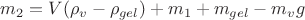 $m_2=V(\rho_{v}-\rho_{gel})+m_1+m_{gel}-m_{v}g$