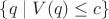 $\{q\mid V(q)\le c\}$