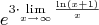 $$e^{ 3 \cdot \lim\limits_{x \to \infty} \frac{\ln(x+1)}{x}}$$