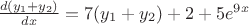$\frac{d(y_1+y_2)}{dx}=7(y_1+y_2)+2+5e^9^x$