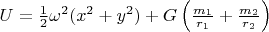 $U=\frac12\omega^2(x^2+y^2)+G\left(\frac{m_1}{r_1}+\frac{m_2}{r_2}\right)$