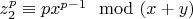$z_2^p \equiv px^{p-1} \mod(x+y)$