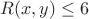 $R(x, y) \leq 6$