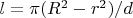 $l = \pi (R^2 - r^2) / d$
