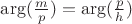 $\arg(\frac{m}{p} )=\arg(\frac{p}{h})$