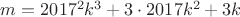 $m=2017^2k^3+3\cdot2017k^2+3k$