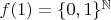 $f(1) = \{0, 1\}^\mathbb N$