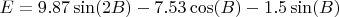 $E=9.87\sin(2B) - 7.53\cos(B)-1.5\sin(B)$