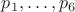 $p_1,\ldots,p_6$