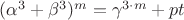 $(\alpha^{3}+\beta^{3})^{m}= \gamma^{3\cdot m}+pt$