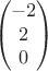 $$\begin{pmatrix}
-2\\
2\\
0
\end{pmatrix}$$ $$\begin{pmatrix}
-2\\
2\\
0
\end{pmatrix}$$