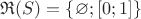 $\mathfrak{R}(S)=\{\varnothing;[0;1]\}$