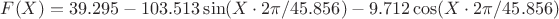 $F(X)=39.295-103.513\sin(X\cdot 2\pi/45.856)-9.712\cos(X\cdot 2\pi/45.856)$