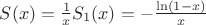 $S(x)=\frac{1}{x}S_1(x)= -\frac{\ln(1-x)}{x}$