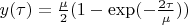 $y(\tau) = \frac{\mu}{2} (1 - \exp ( - \frac{2 \tau}{\mu}))$