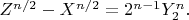$Z^{n/2}-X^{n/2}=2^{n-1}Y_2^n.$