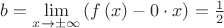 $b = \lim\limits_{x \rightarrow \pm \infty} \left( f \left( x \right) - 0 \cdot x \right) = \frac{1}{2}$