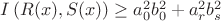$I\left( {R(x),S(x)} \right) \ge a_0^2 b_0^2  + a_r^2 b_s^2 $