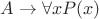 $A \to \forall x P(x)$