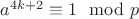 $a^{4k+2} \equiv 1 \mod p$