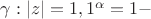 $\gamma: |z|=1, 1^\alpha =1- $