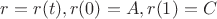 $r=r(t), r(0)=A, r(1)=C$