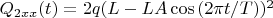 $Q_{2xx}(t)=2q(L-LA\cos{(2\pi t/T)})^2$