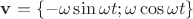 $\mathbf{v} = \left\lbrace -\omega\sin\omega t; \omega\cos\omega t\right\rbrace$
