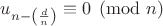 $u_{n-\left( \frac{d}{n}\right)} \equiv 0 \pmod n$
