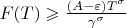 $F(T) \geqslant \frac {( A - \varepsilon)T^{\sigma}}{\gamma^{\sigma}}$
