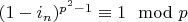 $(1-i_n)^{p^2-1} \equiv 1 \mod p$