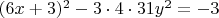 $(6x+3)^2 - 3\cdot 4\cdot 31y^2 = -3$
