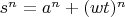 $s^n=a^n+(wt)^n$